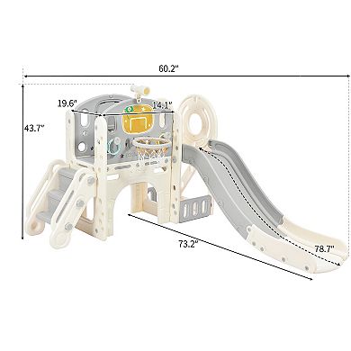 Merax Kids Slide Playset Structure,freestanding Castle Climbing Crawling Playhouse With Slide