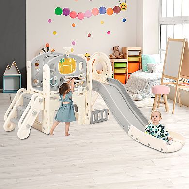 Merax Kids Slide Playset Structure,freestanding Castle Climbing Crawling Playhouse With Slide