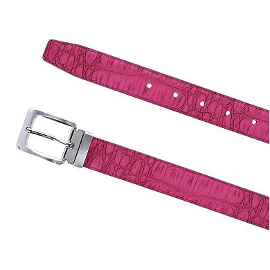 Ctm Leather Matte Reversible Croc Print Clamp On Buckle Belt