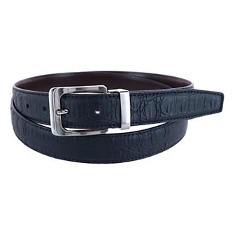 Ctm Leather Matte Reversible Croc Print Clamp On Buckle Belt