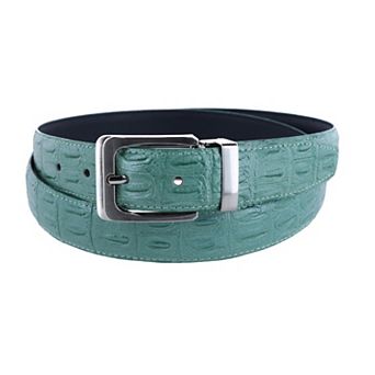 CTM Leather Matte Reversible Croc Print Clamp on Buckle Belt