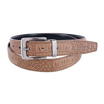 Ctm Leather Matte Reversible Croc Print Clamp On Buckle Belt