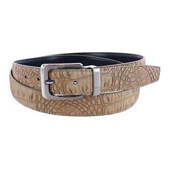 CTM Leather Matte Reversible Croc Print Clamp on Buckle Belt