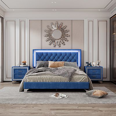 Mraz upholstered platform 3 piece bedroom set discount