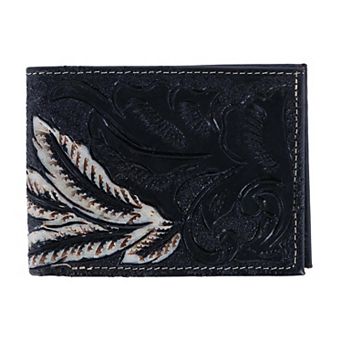 Men's Feather Tooled Leather Bifold Wallet