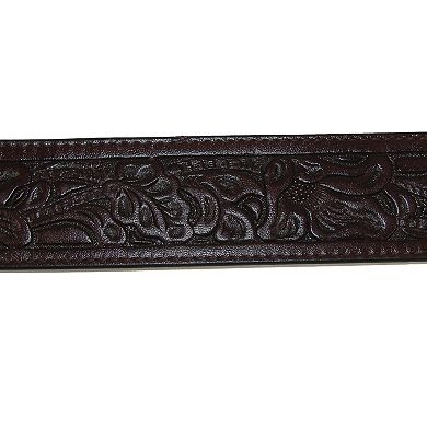 Ctm Embossed Leather Money Belt With Removable Buckle