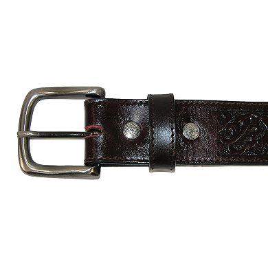Ctm Embossed Leather Money Belt With Removable Buckle