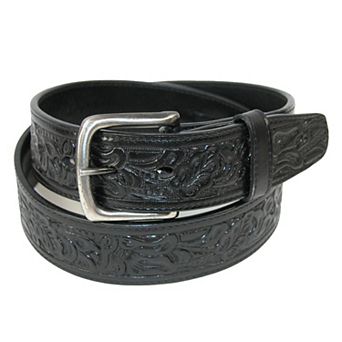 Ctm Embossed Leather Money Belt With Removable Buckle