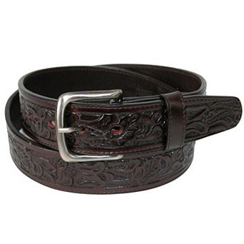 Ctm Embossed Leather Money Belt With Removable Buckle