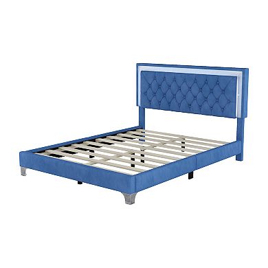 Merax Upholstered Bed Frame With Led Lights