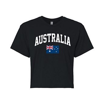 Juniors' Australia Flag Cropped Graphic Tee