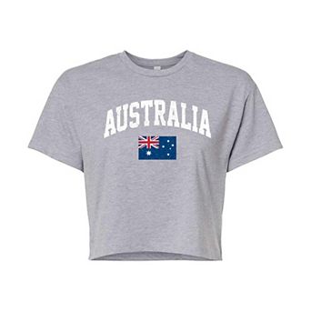 Juniors' Australia Flag Cropped Graphic Tee