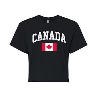 Juniors' Canada Flag Cropped Graphic Tee