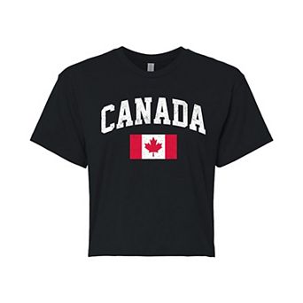 Juniors' Canada Flag Cropped Graphic Tee