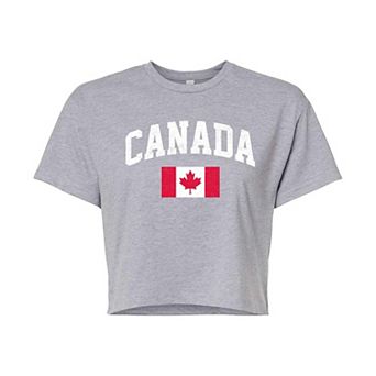 Juniors' Canada Flag Cropped Graphic Tee