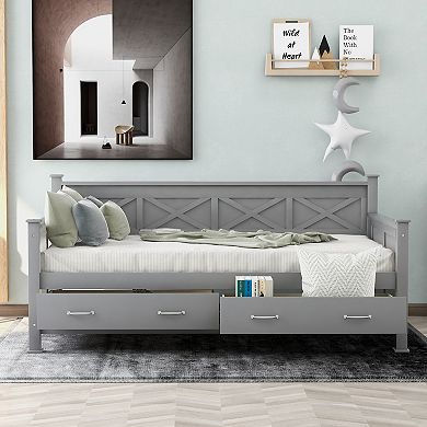 Merax Twin Size Wooden Modern And Rustic Casual Style Daybed