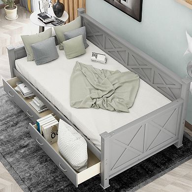 Merax Twin Size Wooden Modern And Rustic Casual Style Daybed