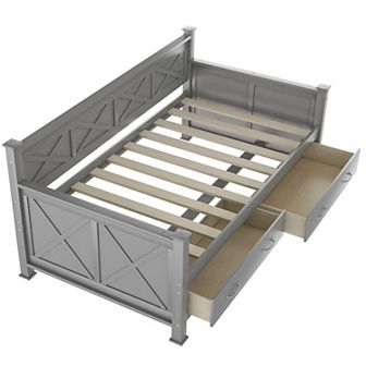 Merax Twin Size Wooden Modern And Rustic Casual Style Daybed