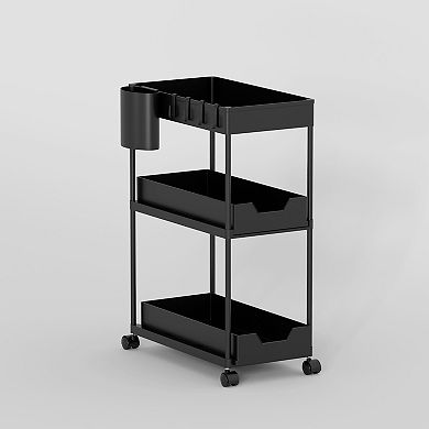 3 Tier Slim Storage Kitchen Cart, Shelving Unit Rolling Rack With Wheels