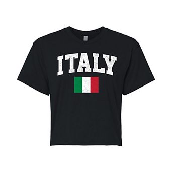 Juniors' Italy Flag Cropped Graphic Tee