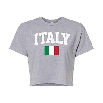 Juniors' Italy Flag Cropped Graphic Tee