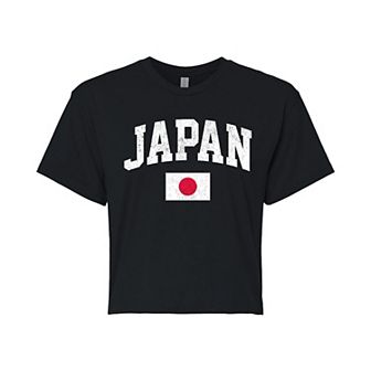 Juniors' Japan Flag Cropped Graphic Tee