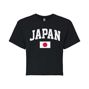 Juniors' Japan Flag Cropped Graphic Tee