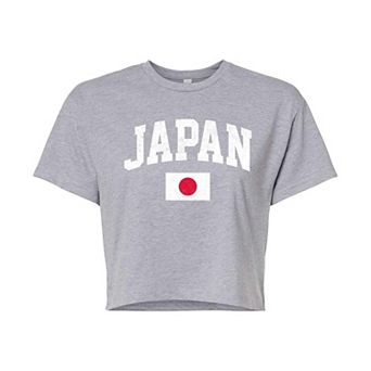 Juniors' Japan Flag Cropped Graphic Tee