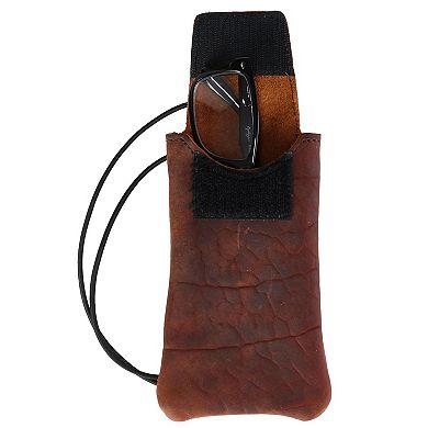 Textured Bison Leather Eyeglass Case With Neck String