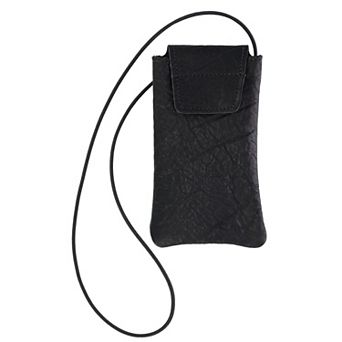 Textured Bison Leather Eyeglass Case With Neck String