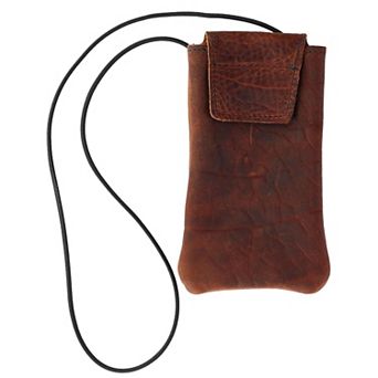 Textured Bison Leather Eyeglass Case With Neck String