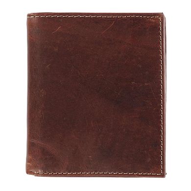CTM Men's Oil Pull Up Leather Hipster Bifold Wallet