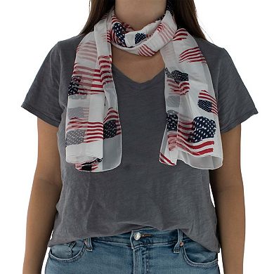 Ctm Women's American Flag Print Lightweight Scarf
