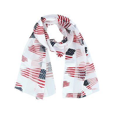 Ctm Women's American Flag Print Lightweight Scarf