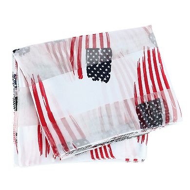 Ctm Women's American Flag Print Lightweight Scarf