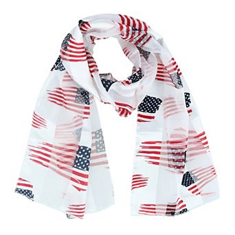 Ctm Women's American Flag Print Lightweight Scarf