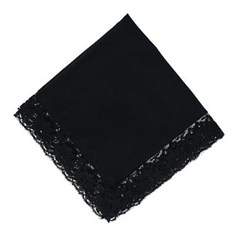 Women's Ebony Lace Border Handkerchief