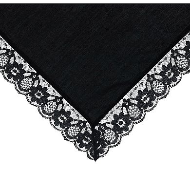 CTM Women's Ebony Lace Border Handkerchief