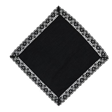 CTM Women's Ebony Lace Border Handkerchief