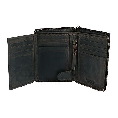 Men's Hunter Leather Zip-around Bifold Chain Wallet