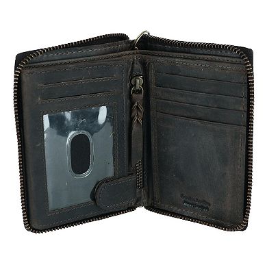Men's Hunter Leather Zip-around Bifold Chain Wallet