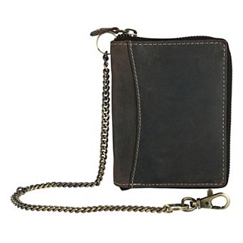 Men's Hunter Leather Zip-around Bifold Chain Wallet