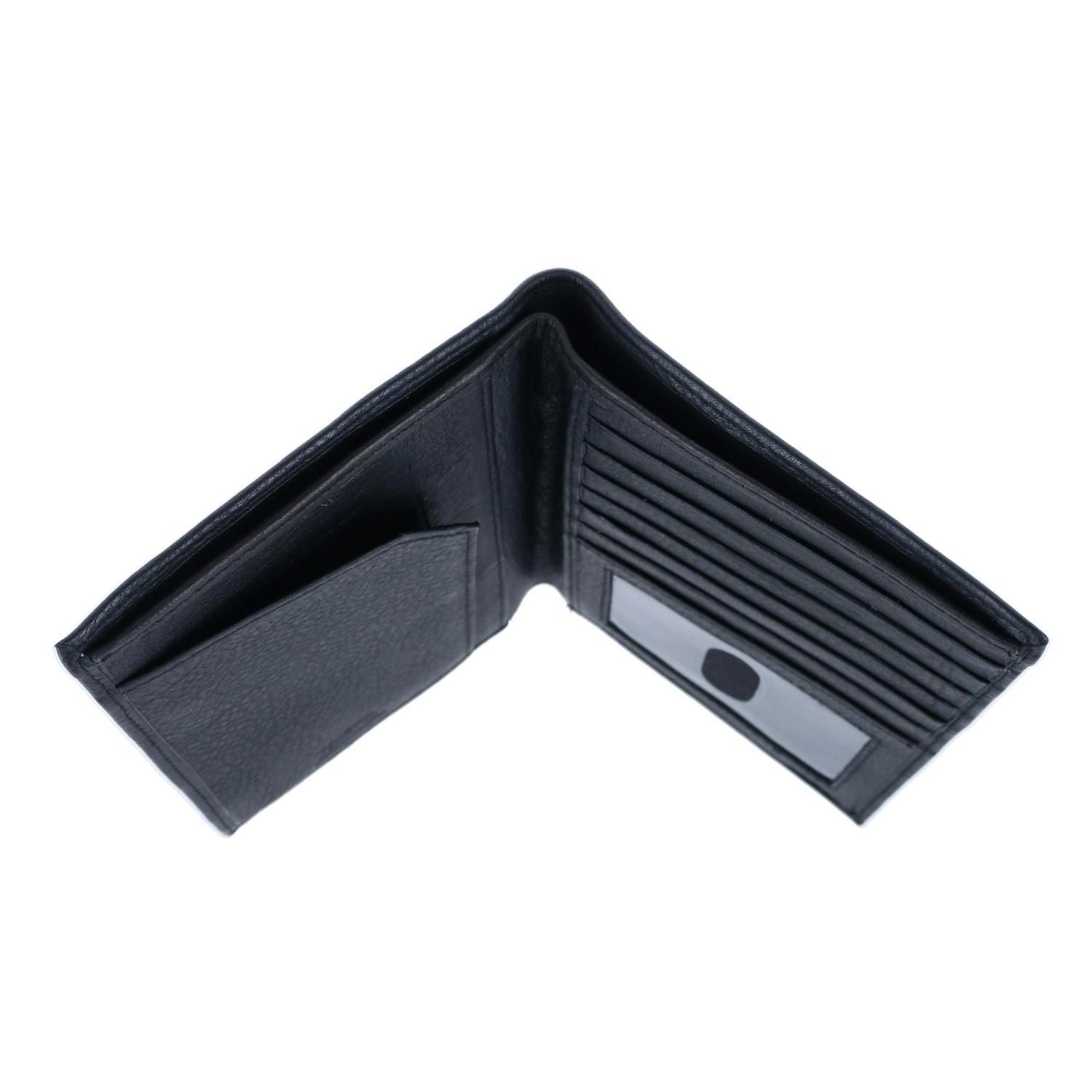 Marshal Essentials Deluxe Men's Hipster Wallet - Genuine Leather Slim Wallet With ID Window & Multiple Card Slots (Black) - View #2