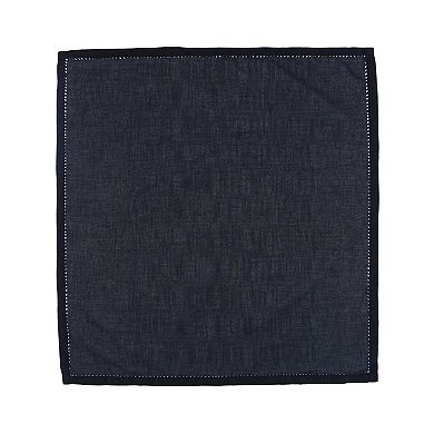 CTM Large Black Hemstitched Handkerchief