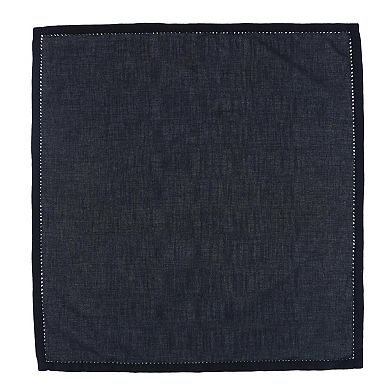 CTM Large Black Hemstitched Handkerchief