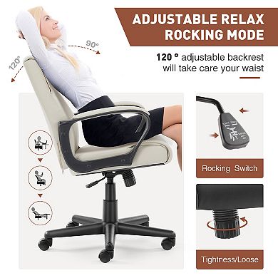 Merax Office Desk Chair With Padded Armrests Pu Leather Home Office Chair