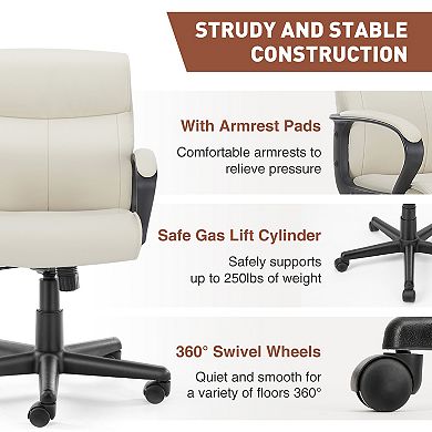 Merax Office Desk Chair With Padded Armrests Pu Leather Home Office Chair