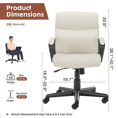 Merax Office Desk Chair With Padded Armrests Pu Leather Home Office Chair