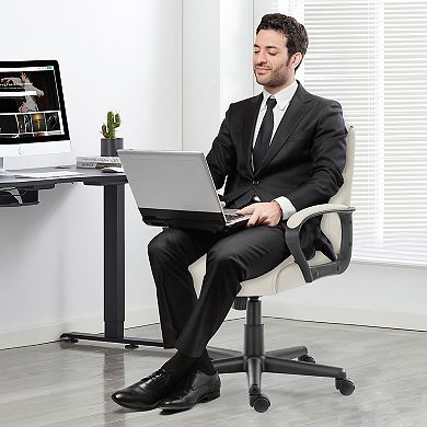 Merax Office Desk Chair With Padded Armrests Pu Leather Home Office Chair