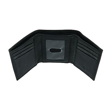 CTM Men's American Bison Leather RFID Trifold Wallet